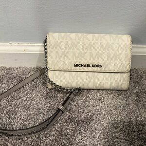 Michael Kors White and Gray Crossbody Bag